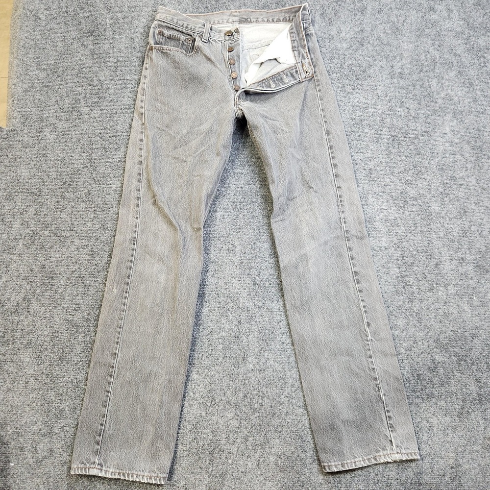 Vintage Levis 501 Jeans Mens 31x34 Gray Button Fly Straight Denim Casual USA 90s